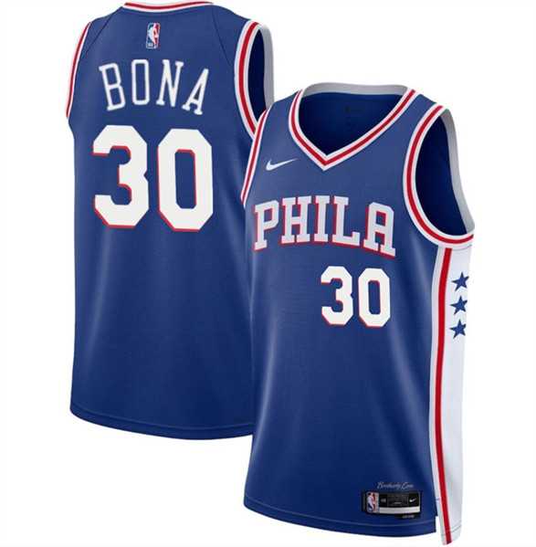 Mens Philadelphia 76ers #30 Adam Bona Royal 2024 Draft Icon Edition Basketball Stitched Jersey Dzhi